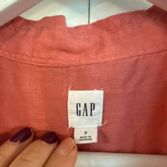 Gap 100% linen boyfriend tunic collared popover small - Picture 3 of 7